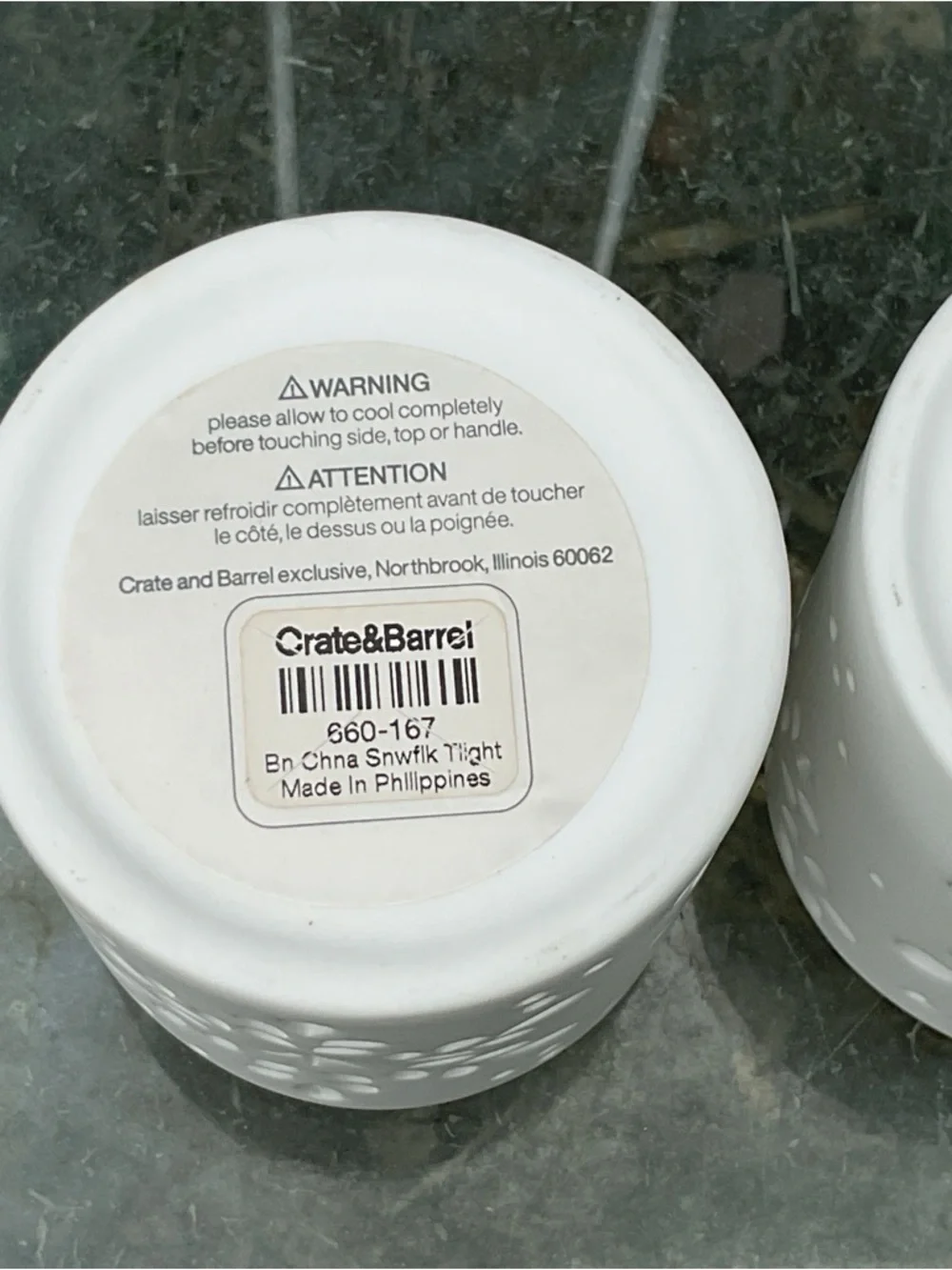 Crate&Barrel White Ceramic Cutout Candle Holders — Pair